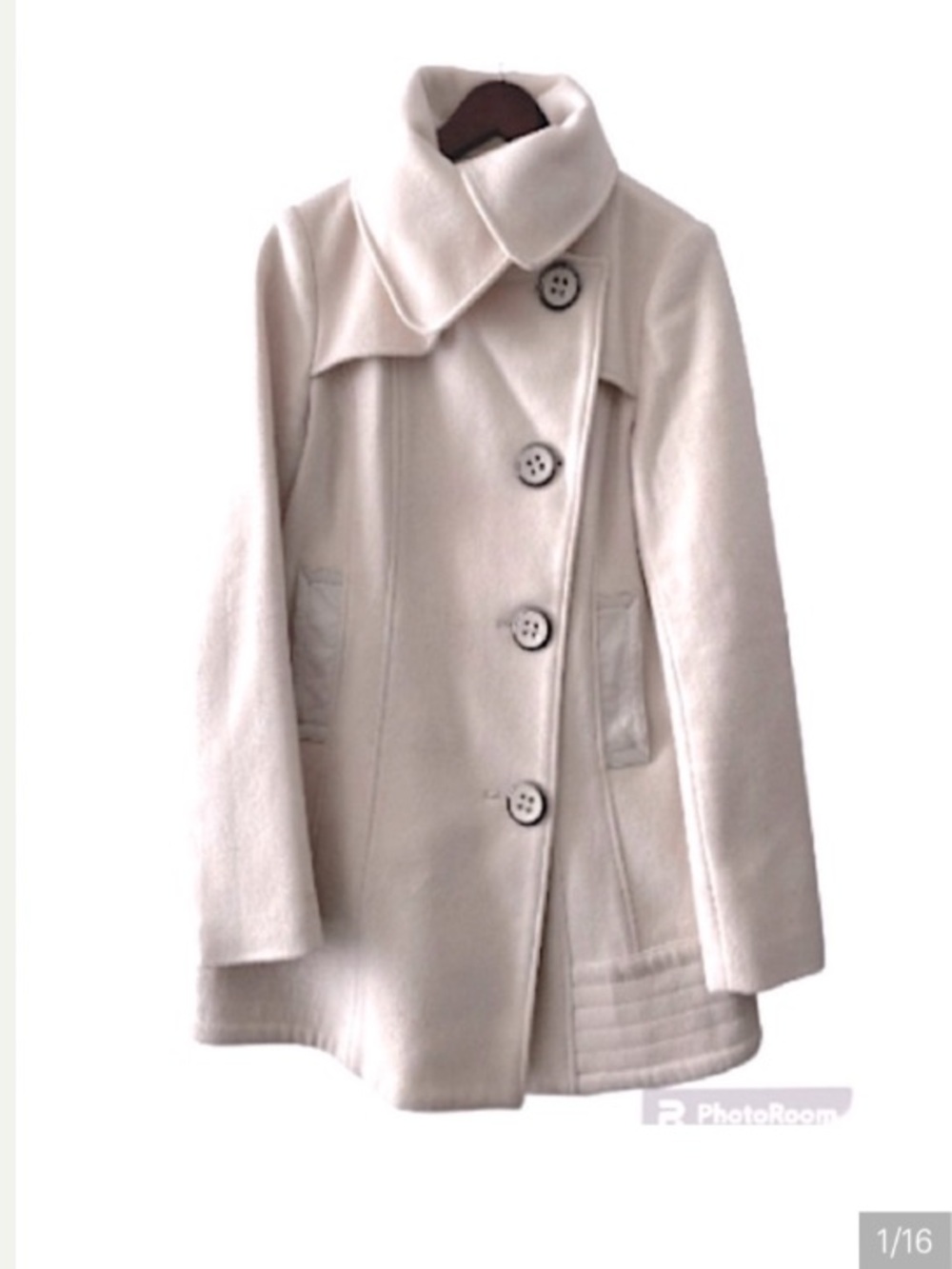MACKAGE Off White Wool Cashmere Leather Trimmings Pockets Size S|P